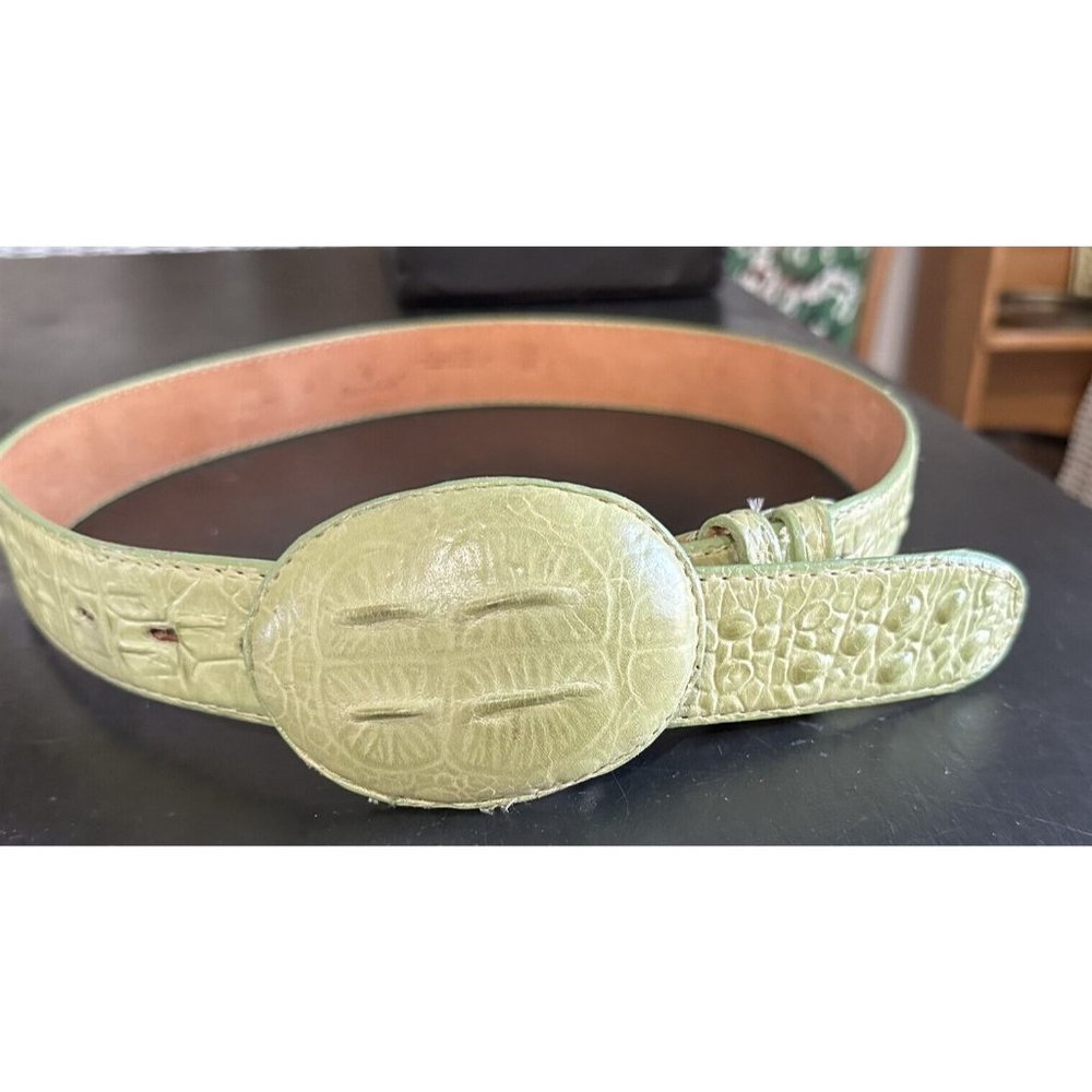 Vintage Belt Rodeo Rider Reptile Snake Green 34 Made in Mexico